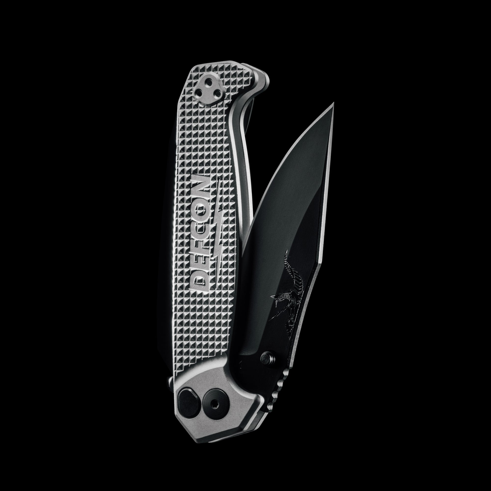 DEFCON HALF FACE BLADES CROW FOLDER KNIFE