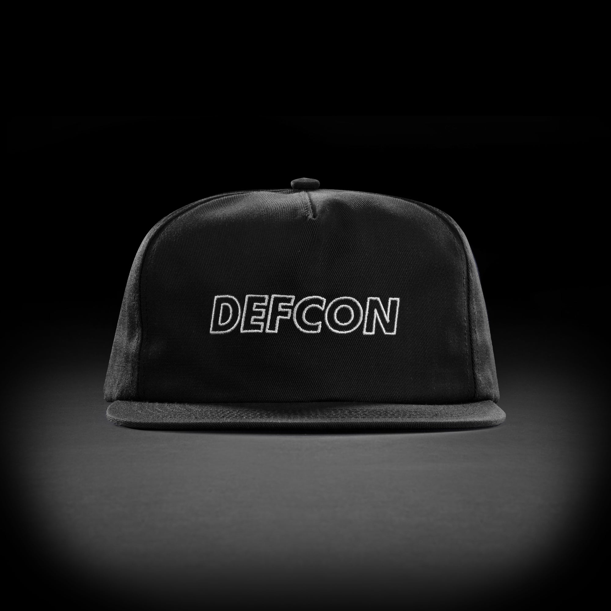 OUTLINE EMBROIDERED HAT - BLACK