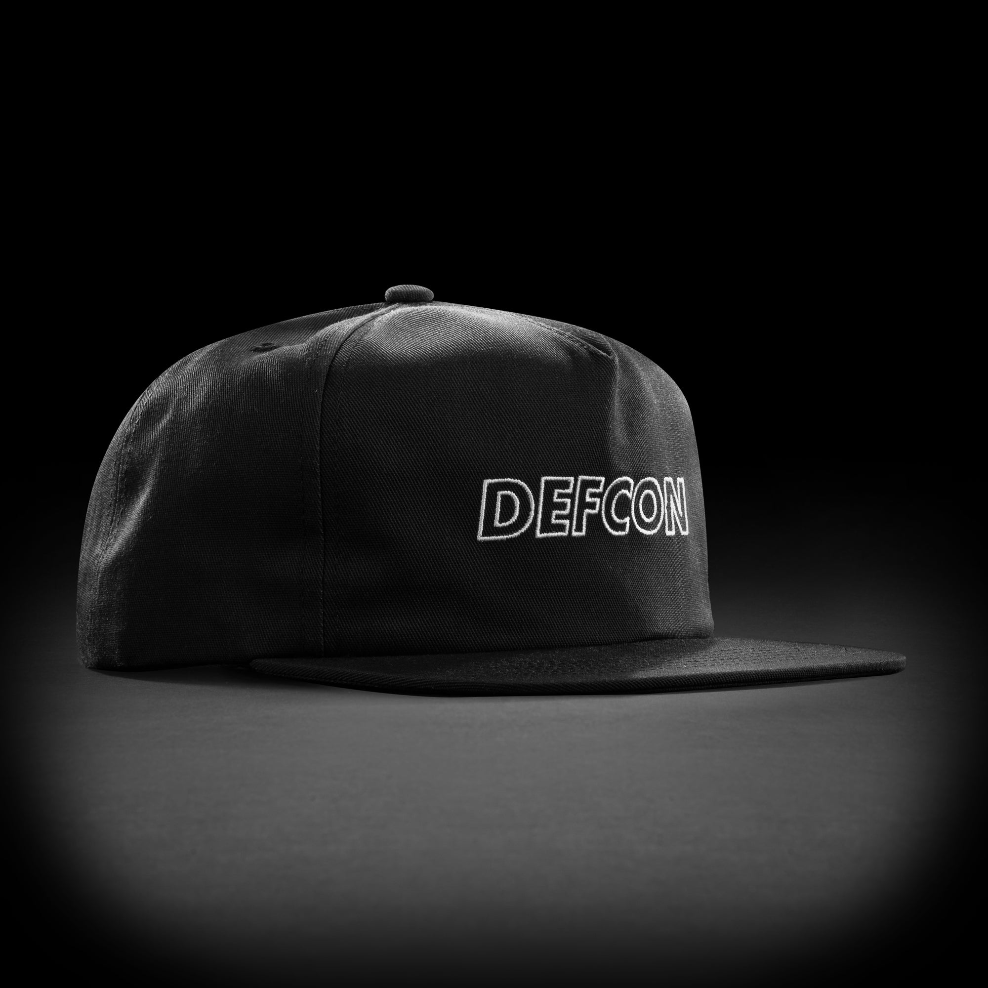OUTLINE EMBROIDERED HAT - BLACK