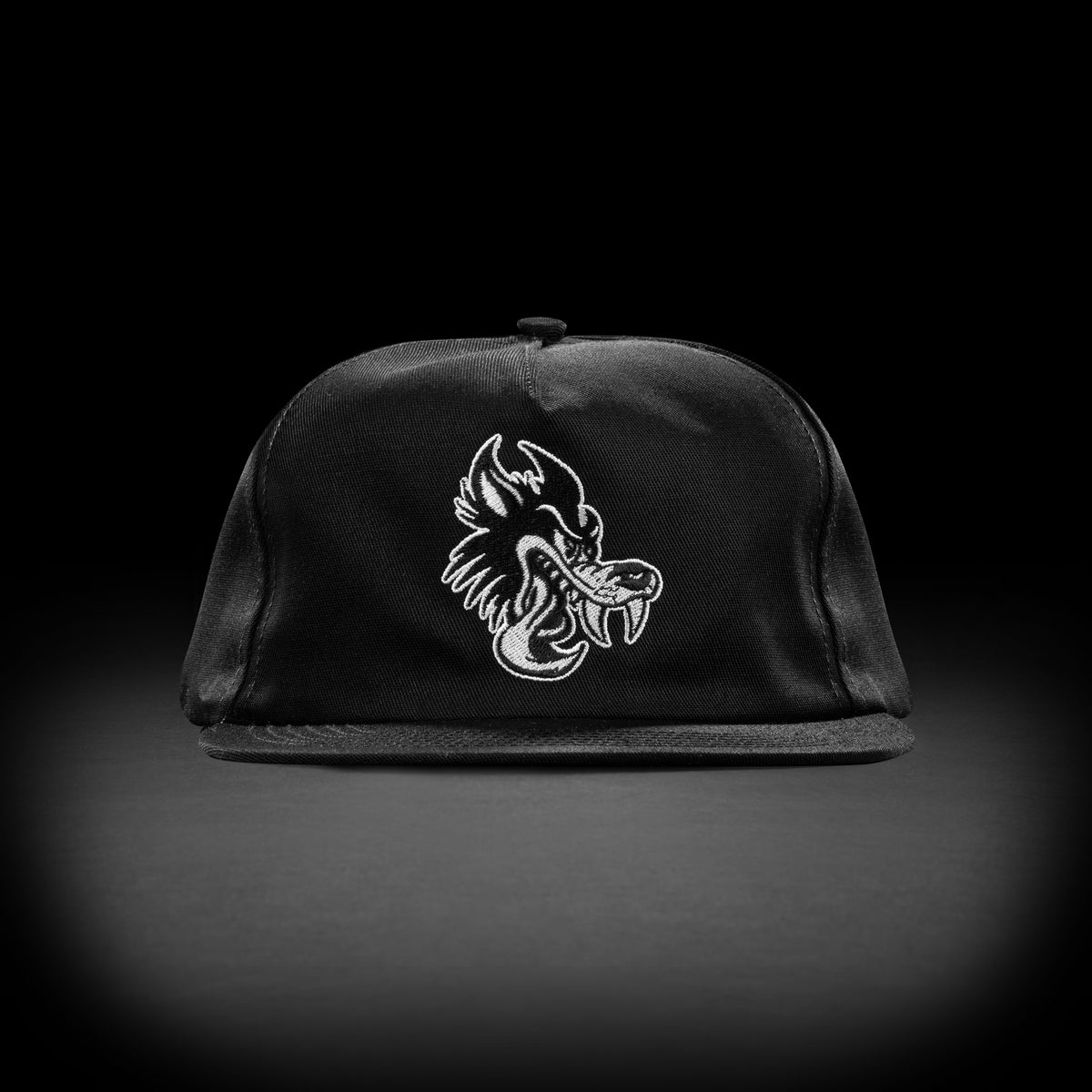 WOLF EMBROIDERED HAT - BLACK